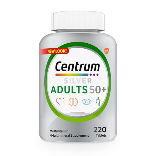 Centrum Silver Multivitamin for Adults 50 Plus, Multivitamin/Multimineral Supplement, Vitamin D3, B Vitamins, Gluten Free, Non-GMO Ingredients, Supports Memory and Cognition in Older Adults - 220 Ct