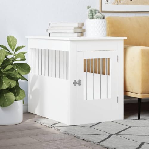 ZYJIX Große Hundekäfig- Möbel, Holzwerkstoff, robuster Metall- Hundekäfigtisch, stilvolle Indoor- Holzhütte, langlebiges Design für große Rassen, Maße: 55 x 80 x 68 cm