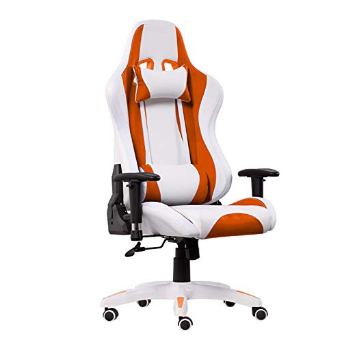 Office Chair Gaming Chair High Back Ergonomic Video Gaming Chair Executive Reclining Computer Chair with Massage Lumbar Support Swivel Office Chair Task Chair for Adults (Color : Blue) (Orange)