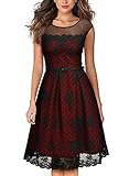 MissMay Women's Vintage Cocktail Party Embroidered Lined Polka Dots Swing Dress