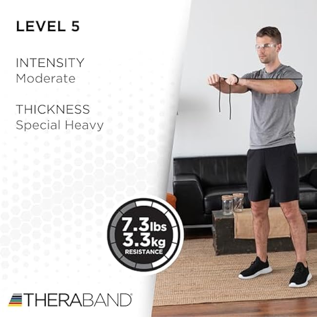 THERABAND Resistance Tubing, Black, Special Heavy,Latex-Free, Professional-Grade Exercise Tube for Body & Core Workouts