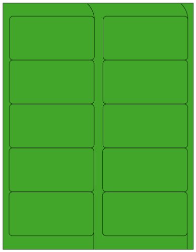 Compulabel 312142 Fluorescent Green Address Labels For Laser Printers, 4 X 2 Inch, Permanent Adhesive, 10 Per Sheet, 100 Sheets Per Carton #TOP4
