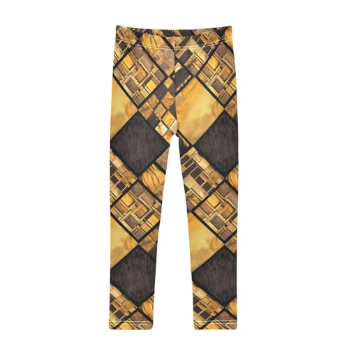 KLL Animal Fur Black Brown Pattern Little Girls Cotton Pants Stretch High Waisted Activewear Gym