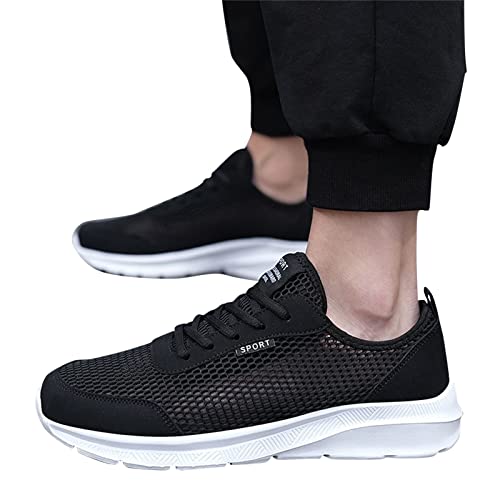 Yuhaotin Mens Travel Shoes Waterproof Plantar Fasciitis Sandals Fashion Summer Men Sneakers Breathable Mesh Lightweight Comfortable Casual Running Shoes For Men Slip On Tennis Shoes Men White #TOP3