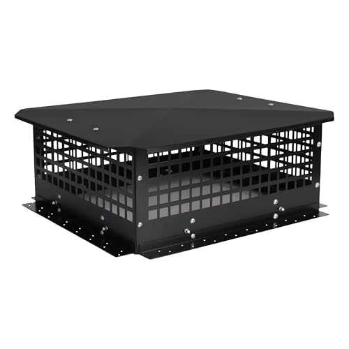 LTSEAME 18" x 21" Chimney Cap, Chimney Cover Fireplace Chimney Flue Caps, Adjustable Metal Strips with Bolts Screws Black (18" x 21") by LTSEAME - Used condition - US$45.59
