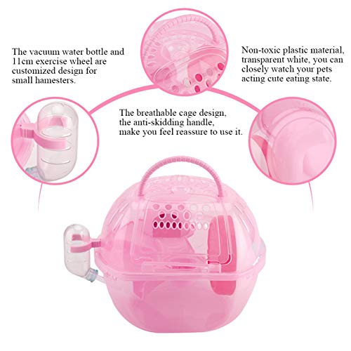 Huangxing - Breathable Cage Hamster Toy,Mouse Cage,With Cm Exercise Wheel Multi-Functional Small Hamster Cage,For Travel For Picnic Indoor Outdoor(Pink) #TOP5