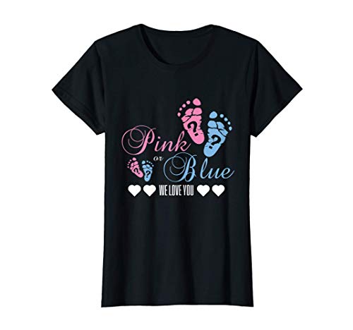 Mujer Gender Reveal Design Pink Or Blue We Love You Family Camiseta