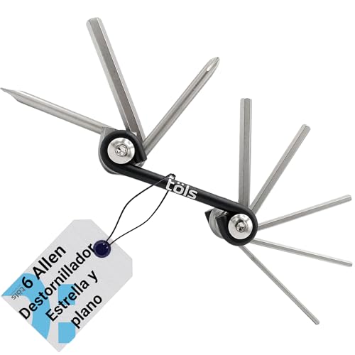TÖLS 8 Multiferramentas bicicleta Lexia - chaves Allen 6 tamanhos chave de fenda estrela e chave de fenda plana - kit ferramentas bicicleta mtb perfeito presentes para ciclistas