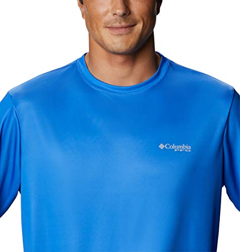 Columbia Men's Terminal Tackle Pfg State Triangle Long Sleeve, Moisture Wicking, Uv Sun Protection, Vivid Blue/Tn Flag, Large #TOP3