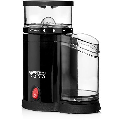 KONA Electric Burr Grinder | French Press Coffee Bean Grinder Produces Coarse To Medium Grinds, Small Coffee Mill Saves Space On Any Counter Top