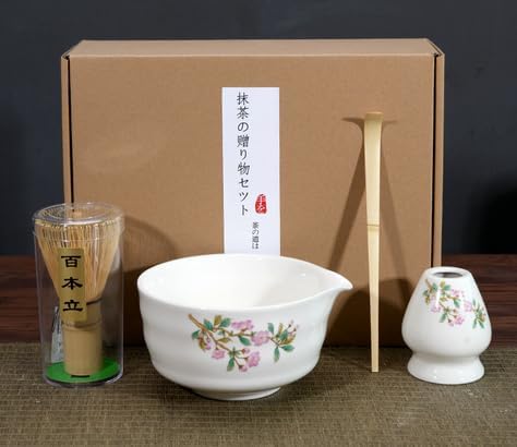 Gradient Traditional Matcha Gift Set, Natural Bamboo Whisk and Scoop, Ceramic Bowl, Whisk Holder, Japanese Tea Set, 2-7 Pieces