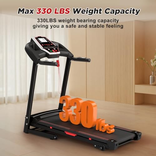 Image of 3.5HP Folding Treadmill for Home, Portable Treadmill with Incline & 12 Programs, 330 lbs Capacity Electric Running Machine for Home Office, APP Control, Easy Fold & Space Saving