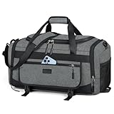 IGOLUMON Gym Bag for Men 40L Sports Duffel Bags Gym Duffle Bag Women with Shoe Compartment & Wet Pocket Water Resistant Travel Duffel Bag Lightweight Weekender Overnight Bag Gray
