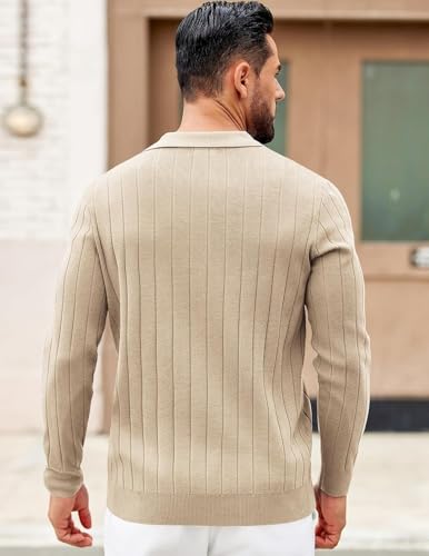 Image of NORTHWIND Men's Cotton Full Sleeve Collar Polo Sweater for Man Rib Knitted Sweaters for Men Winter Pullover Sweater for Men