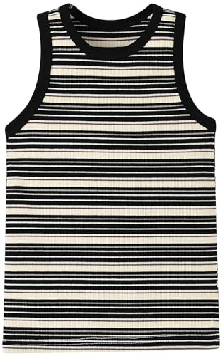 Image of BINIDUCKLING Toddler Tank Top Girls Summer Cute Striped Sleeveless Top 24 Months-8 Years