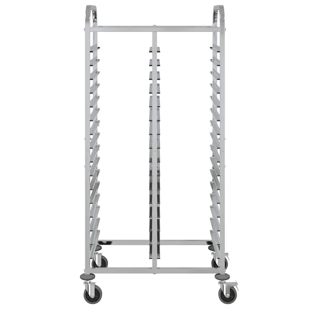 Carrello per vassoi in acciaio inox, 75 x 55 x 162,5 cm, con 32 contenitori GN, ruote a 360 gradi e freni, per cucina, gastronomia, catering, conservazione senza polvere