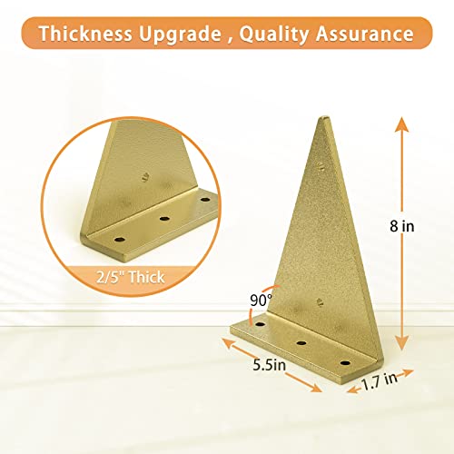 Gold Triangle Bracket 8 Inch, Wall Mounted Thickened Triangular Bracket, Easy To Install, Diy Floating Partition Bracket For Living Room, Kitchen, Bedroom, 4 Pack #TOP3