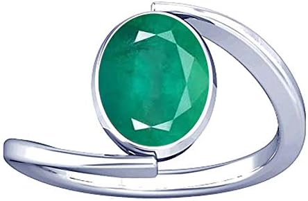 Divya Shakti7.25-7.50 Carat Emerald Panna Gemstone Silver Ring for Women