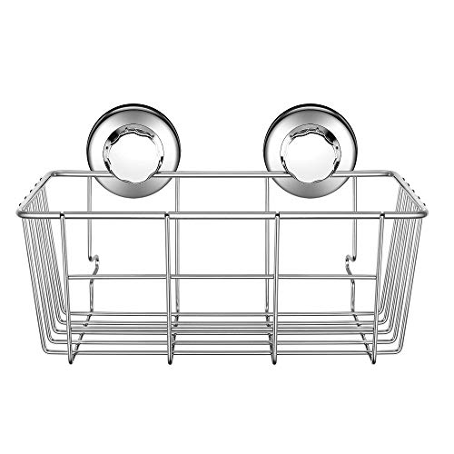 Ipegtop L-7 Adhesive Suction Cup Deep Caddy Bath Organizer Wall Shelf For Large Shampoo Shower Gel Holder Bathroom Accessories Storage-Rustproof 304 Stainless Steel, 2-Pack, 2 Count #TOP2