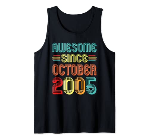 Awesome Since October 2005 Retro 17 Years Old 17th Birthday Camiseta sin Mangas