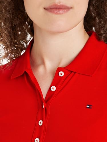 Tommy Hilfiger Damen Poloshirt Kurzarm 1985 Slim Pique Polo Ss Slim Fit, Rot (Fierce Red), XXS 2