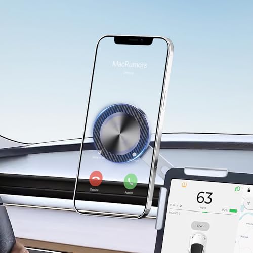 OneNine Car Phone Holder Magnetic for Tesla Model 3/Y/X/S, Telephone Cars Mount Compatible with MagSafe, Phone Holder for iphone 16 15 14 13 12 & Magsafe Case