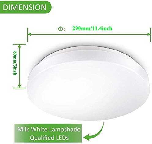 RAWNICE 24W Bathroom Lights Ceiling,Ceiling Lights Round,2050lm Waterproof 6000K Cool White Ø 29cm,Indoor Dome Flush Ceiling Light for Bulkhead, Bedroom, Utility Room,Stairs,Hallway Corridor Balcony