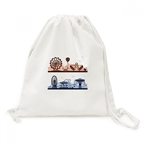Sac à dos en toile à cordons pliable et résistant motif parc d'attractions