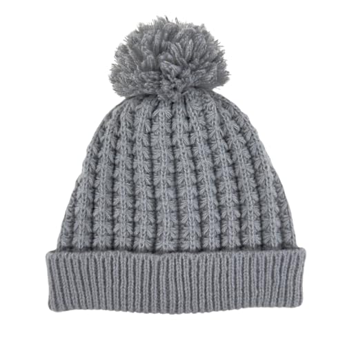 Humble Hilo Knit Hats Beanies for Women Winter Pom Beanie Men or Women Beanies Cable Knit Beanie (US Alpha One Size Grey Pom Pom)
