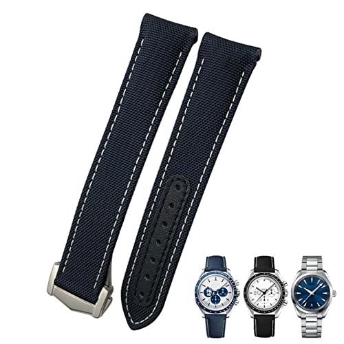 Bracelet montre nylon 20mm extrémité incurvée pour Omega Speedmaster