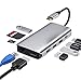 Produktbild USB C Hub, 8 in 1 USB Typ C Hub Adapter mit 3 USB 3.0, RJ45 Gigabit Ethernet, 4K HDMI Ausgang, 87W Stromversorgung, SD/TF Kartenleser Kompatibel mit MacBook Pro und Anderen USB C Geräten