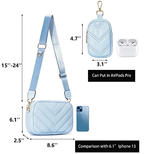 Image of Herald Quilted Small Crossbody Bag with Coin Pouch for Women | Lightweight, Vegan Leather, Trendy Style, Detachable Mini Pouch, 2 Size Cross Body Handbags with Wide Strap for Daily Travel