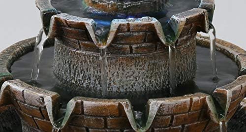 3-Tier Tabletop Fountain with LED Globe – Compact Brick Design, Relaxing Indoor Water Feature