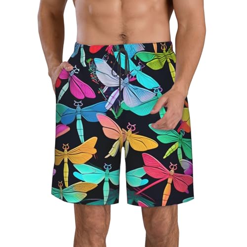 Men's Beach Shorts Swim TrunksFun Patterns Cute Dragonflies Print for Surfing Running Summer Vacation
