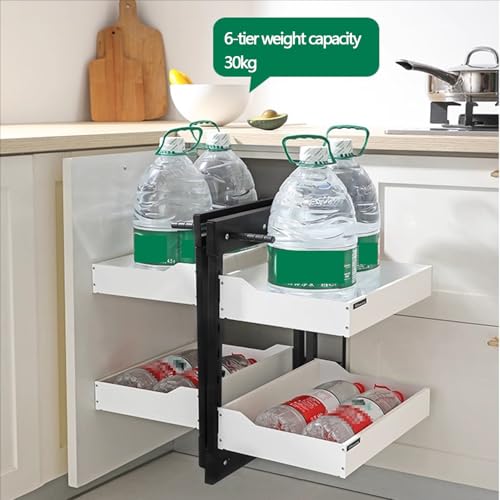 3 Tier Pull Out Drawer Heavy-Duty Sliding Cabinet Organizer for Blind Corner & Kitchen Cabinets,Aluminum alloy,Load capacity 30 kg,White - Image 5