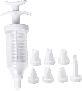 FUOYLOO One-handed Cake Piping Kit with Replaceable Icing Nozzles Ergonomic Cupcake Injector for Baking Supplies Cream Decorating Tool for Cakes and Cookies