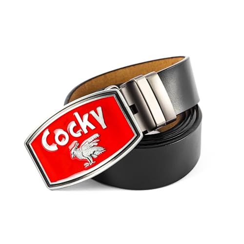 Western Belt Cowboy Belts for Men Women, Western Leather Belts Cocky Buckle Belt for Jeans, Buckle Removable Plaque