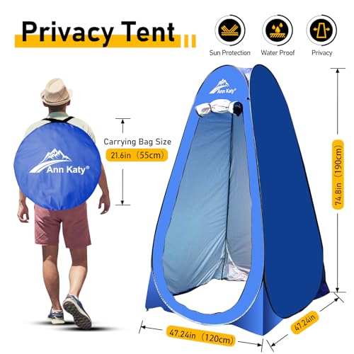 Ann Katy Pop Up Privacy Shower Camping Tent, Tienda de ducha portátil plegable para exteriores miniatura 3
