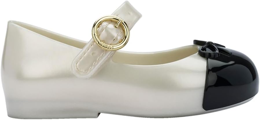 mini melissa Sweet Love Cap Toe Mary Jane Dress Shoes for Toddlers & Little Kids - Jelly Flats for Girls with Cute Bow, Toe Accent and Adjustable Straps, Toddler Girl Flats