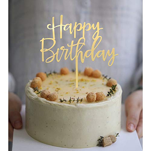 Cc Town 10010 Happy Birthday Cake Topper, Mirrored Gold Acrylic Versatile Cake Topper For Birthday Party Decoration Ideas thumb #5