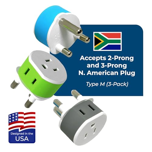 image for OREI South Africa, Botswana, Namibia Power Plug Adapter with 2 USA Inp