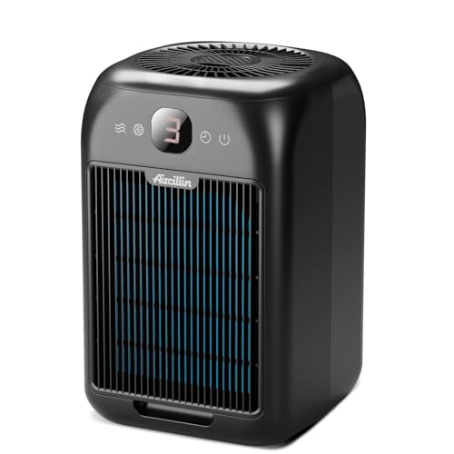 Aircillin Luftreiniger Allergiker mit Aromatherapie, HEPA Luftfilte gegen Schimmel Staub Pollen Tierhaare, Doppelseitiger Lufteinlass zu 99,97% Entfernung bis 0,1 Mikrometer, 25dB, Timer (Black-1PCS)