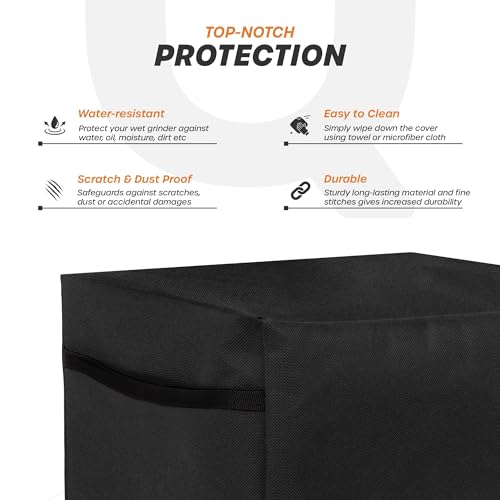 Image of Cranique Dust Proof Water-Resistant Wet Grinder Cover for Table Top 2 Litre Ultra Grind+ Gold - Black