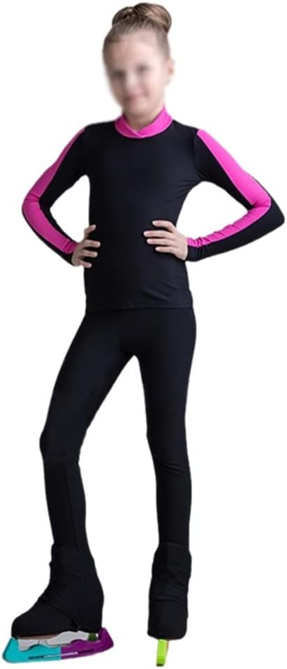 Figure Skating Training Wear Suits Girl Kids Long Sleeves Skating Clothes Practice Pants Fitted Adult (Color : Red, Size : Large)