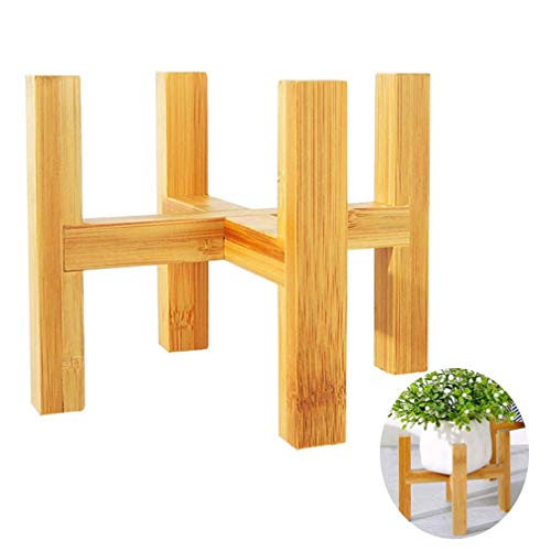 Happyyami Wooden Flower Stand Indoor Plant Stand with Bamboo Tray for Succulents Mini Cacti Display Wood Plant - Image 2