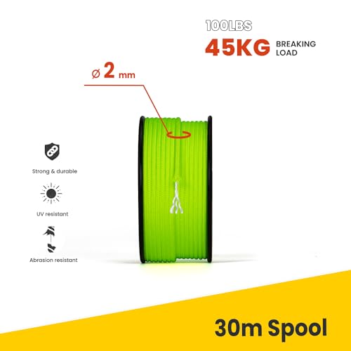 Brotree Paracord 2mm 30M 100% Nylon Rope 1 Strand Parachute Cord for Outdoor Craft, DIY - 45kg Breaking Load (Neon Green) - Image 3