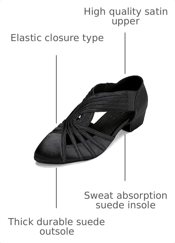 Image of Women Swing Latin Ballroom Salsa Dance Shoes (Closed Toe, Suede Sole) YT12