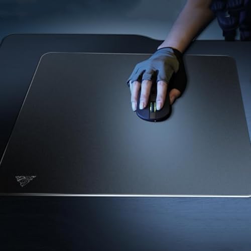 Glass Mousepad XXL-15.75x17.72inch Tempered Glass Gaming Mouse Mat-Ultra-Smooth Micro-Etched Surface - Dirt and Scratch-Resistant - Anti-Slip Base (Black)