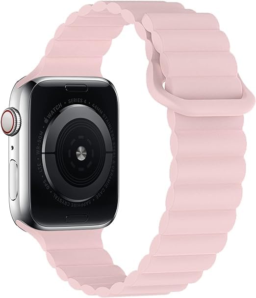 Image of Silicone Magnetic Band Compatible with Apple Watch 38mm 40mm 41mm 42mm 44mm 45mm 49mm, for Series Ultra 9 8 7 SE 6 5 4 3 2 1 Women Men |Watch Not Included (Pink, 38mm /40mm /41mm)