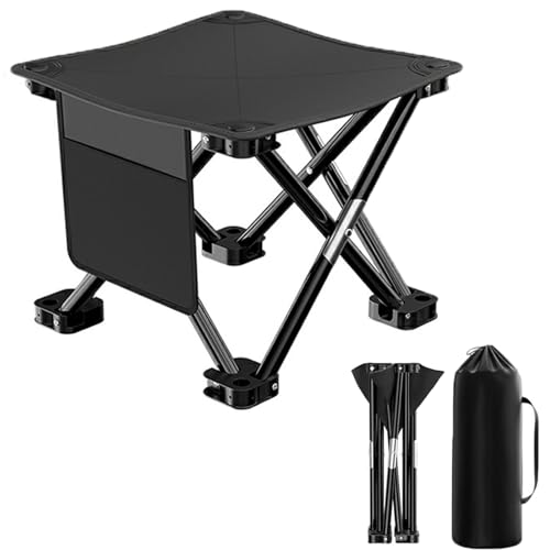 REGODI Portable Camping Stool with Carry Bags – Foldable Travel Seat & Retractable Foot Rest for Outdoors, Lightweight Pop Up Stool for Camping, Hiking & Beach – Supports 90kg